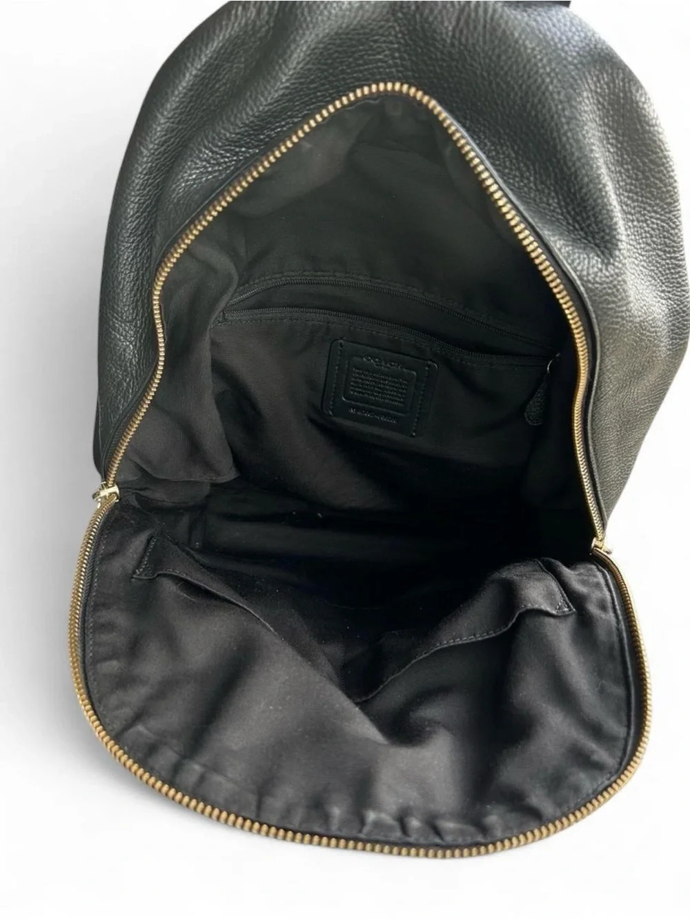 Coach Large Charlie Backpack in Pebble Leather with gold hardware